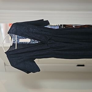 Navy blue crinkle fabric dress